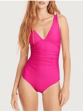NWT J.Crew V-neck Ruched One Piece Swimsuit